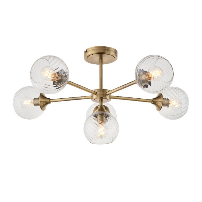 Gallery Direct Allegra Brass 6-Light Ceiling Light