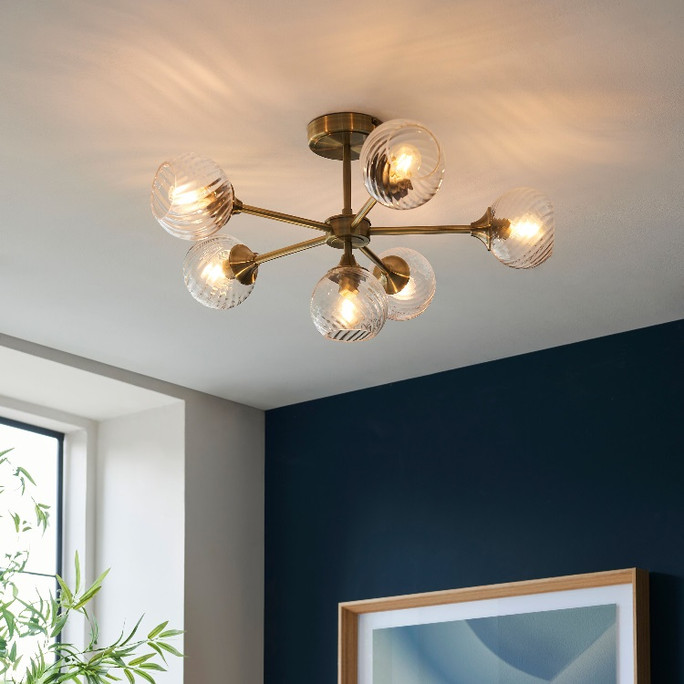 Gallery Direct Allegra Brass 6-Light Ceiling Light