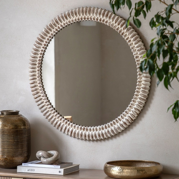 Gallery Direct Pimlico White Wash Round Wall Mirror