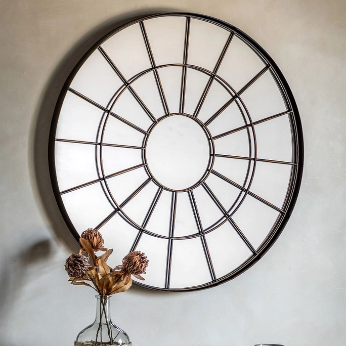 Gallery Direct Battersea Round Industrial Mirror – Bronze