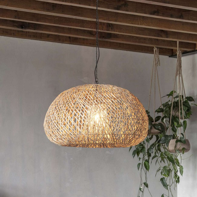 Libra Samur Large Bamboo Pendant Light Natural W80cm Organic Style