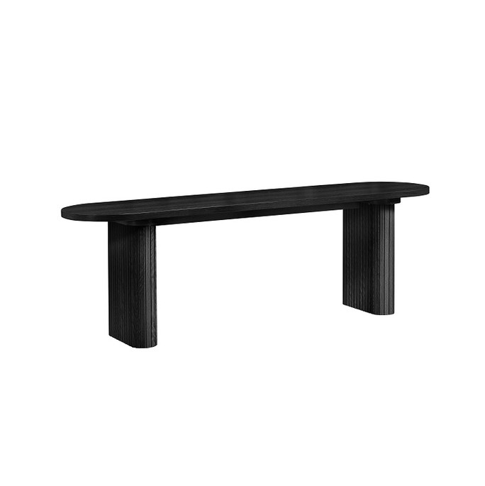 Dining Bench Black – Fluted Wood, Japandi Rounded Design – Axel Dining Bench Black – Fluted Wood, Japandi Rounded Design – Axel