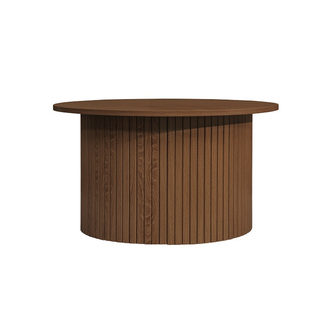 Round Fluted Coffee Table Walnut – Fluted, Japandi Rounded Design – Axel Round Fluted Coffee Table Walnut – Fluted, Japandi Rounded Design – Axel