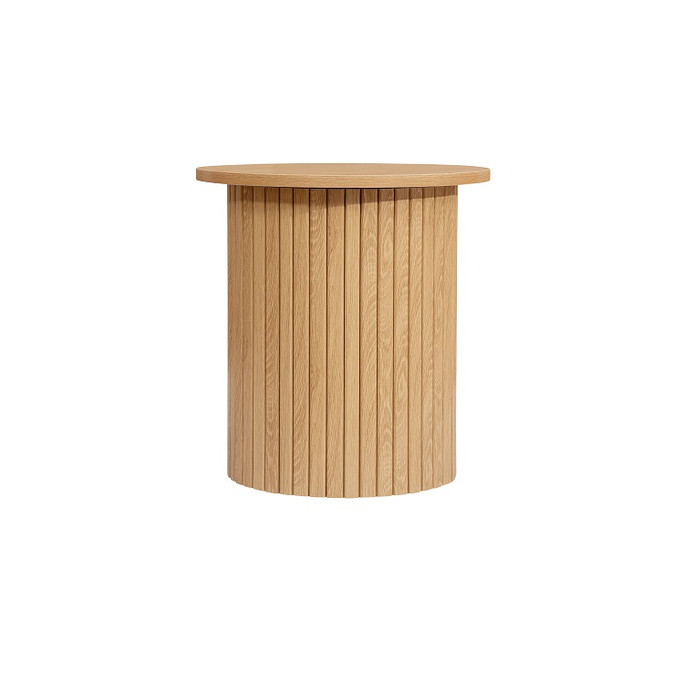 Fluted Side Table Oak – Fluted Oak, Japandi Rounded Design – Axel Fluted Side Table Oak – Fluted Oak, Japandi Rounded Design – Axel