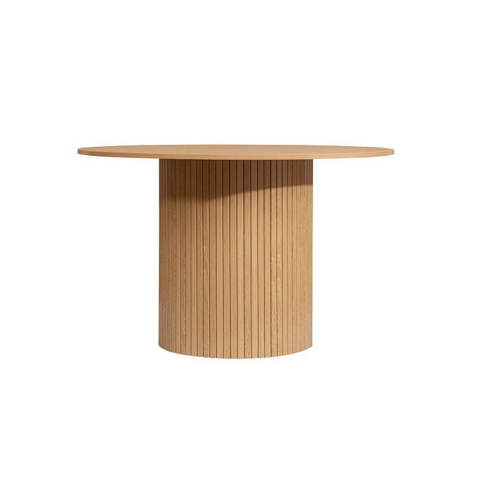 Round Fluted Dining Table Oak, – Fluted Oak, Japandi Rounded Design – Axel