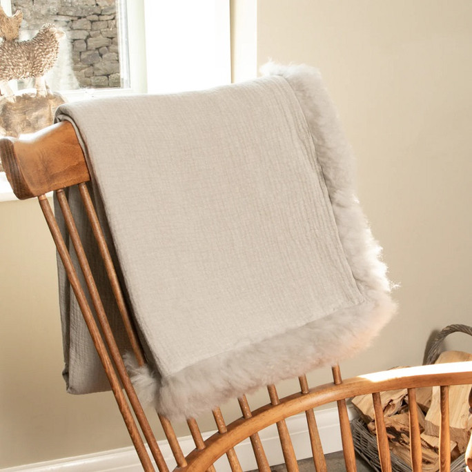 Native Natural Sheepskin Trimmed Blanket Grey Sheepskin – Natural Luxury