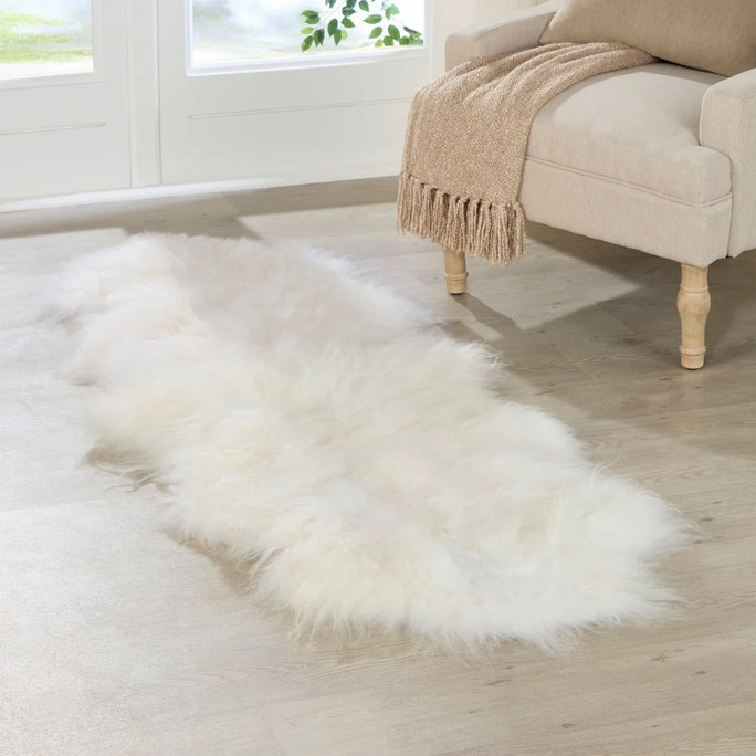 Native Natural Icelandic  Sheepskin Rug Ivory White 200x60cm – Natural Luxury