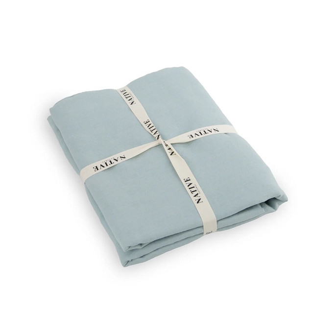 Native Natural Fitted Sheet Aqua 100% Linen – Breathable & Hypoallergenic