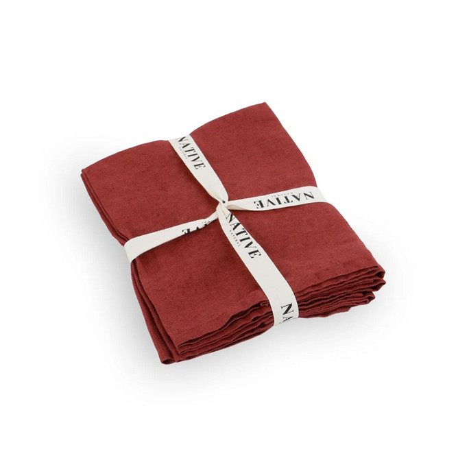 Native Natural Placemats (Set of 4) Red 100% Linen – Natural Luxury