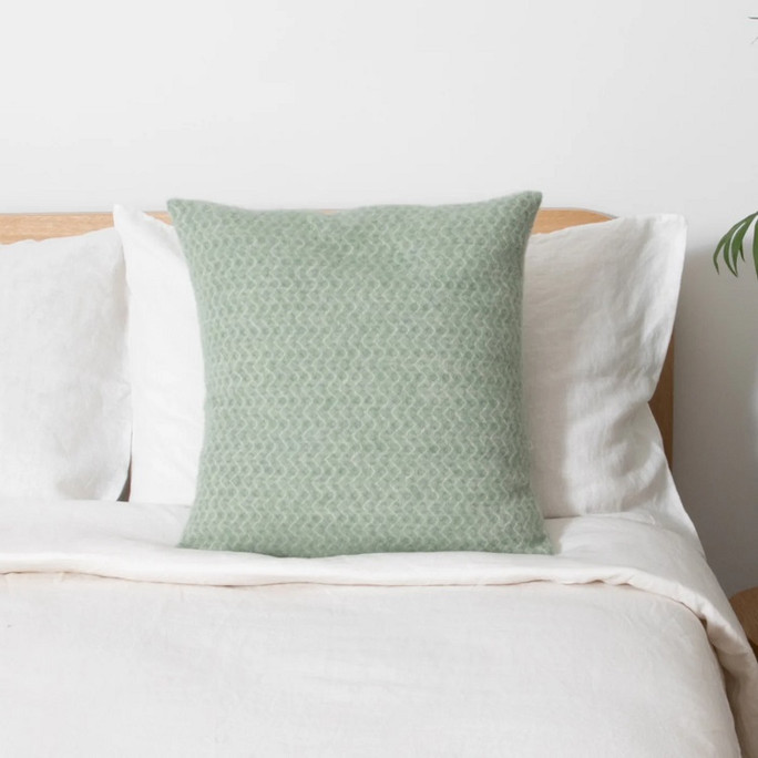 Native Natural Cushion Green Wool – Plush & Tactile