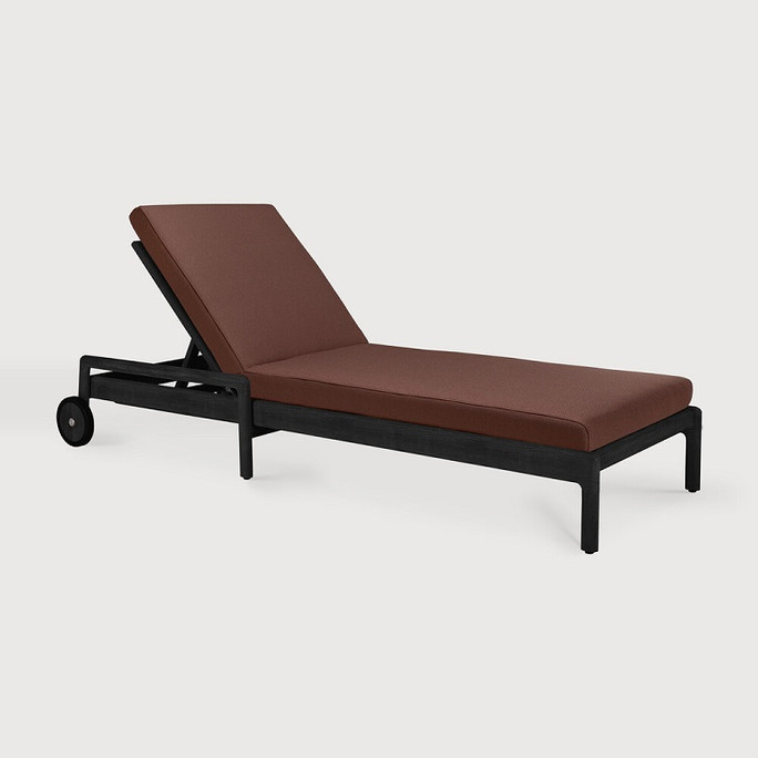 Ethnicraft Black Outdoor Adjustable Lounger Jack Burgundy