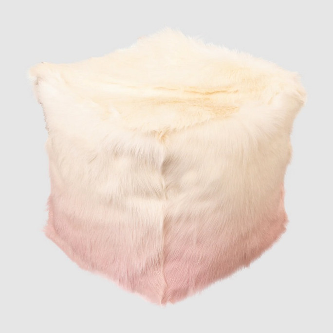 Native Natural Ivory/Pink Goatskin Ombré Pouf Native Natural Ivory/Pink Goatskin Ombré Pouf