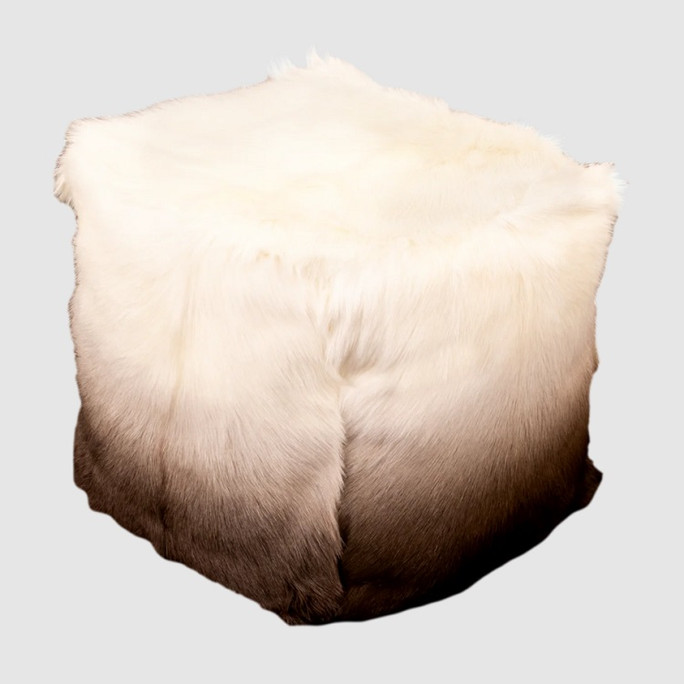 Native Natural Ivory/Brown Goatskin Ombré Pouf