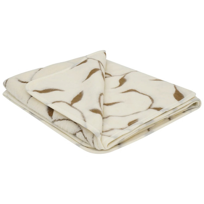 Native Natural Blanket Merino Wool Leaf Motif
