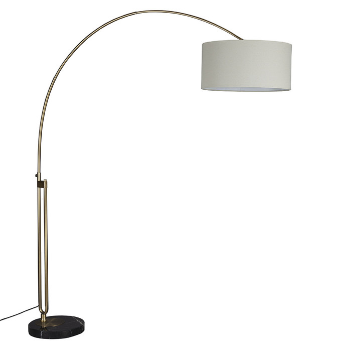 Gold Adjustable Arc Floor Lamp Natural Linen Shade -Archie Gold Adjustable Arc Floor Lamp Natural Linen Shade -Archie