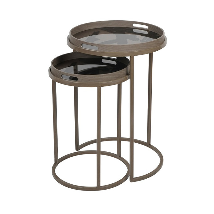 Libra Impasto Brushstroke Nesting Side Tray Tables – Set of 2, Taupe Libra Impasto Brushstroke Nesting Side Tray Tables – Set of 2, Taupe