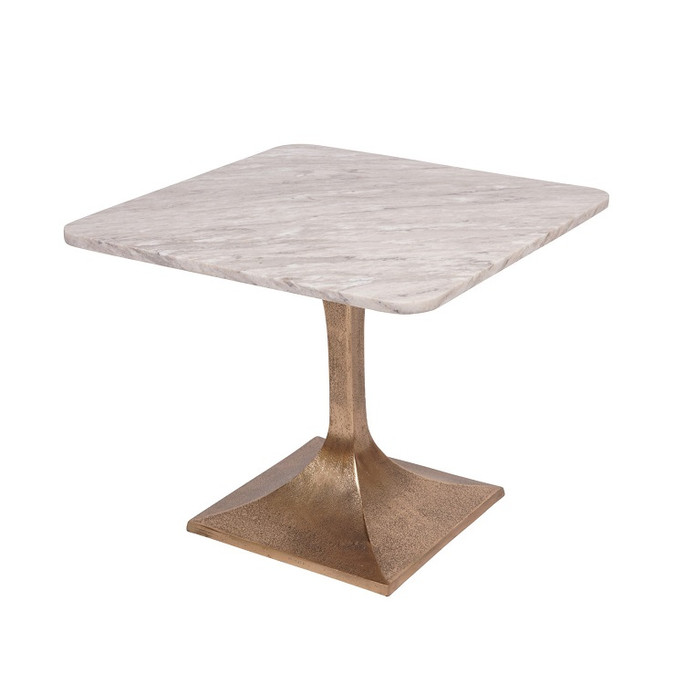 Libra Morchino Marble Side Table 55cm – Square Top, Antique Brass Base