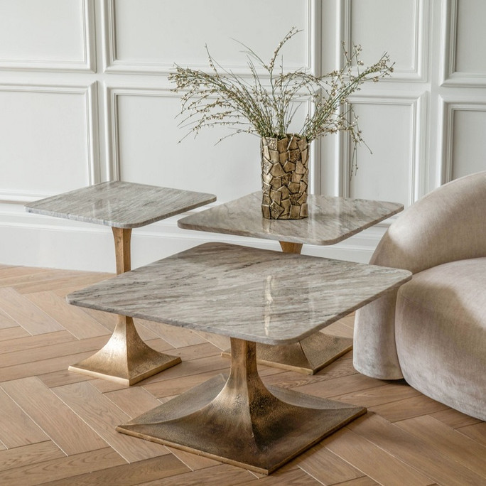 Libra Morchino Marble Side Table 55cm – Square Top, Antique Brass Base Libra Morchino Marble Side Table 55cm – Square Top, Antique Brass Base