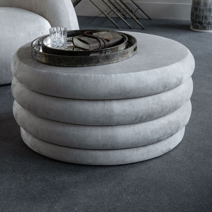 Libra Casa Storage Ottoman – Cream Bouclé Ø78×H38cm