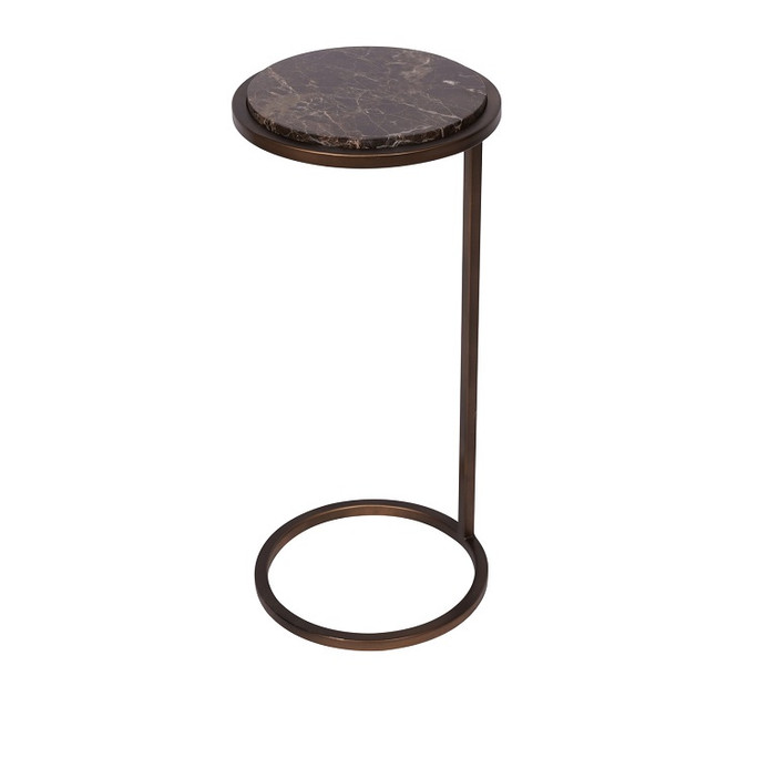 Iota Accent Table – Brown Emperador Marble Iota Accent Table – Brown Emperador Marble