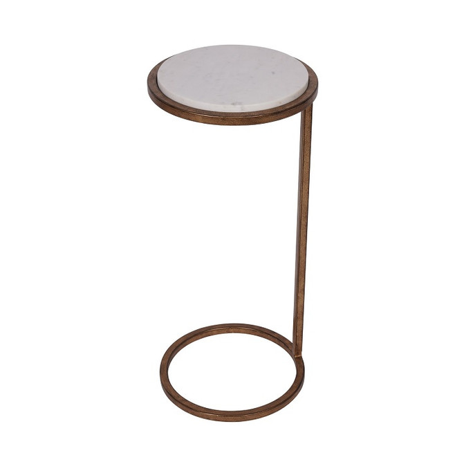 Iota Accent Table – White Banswara Marble
