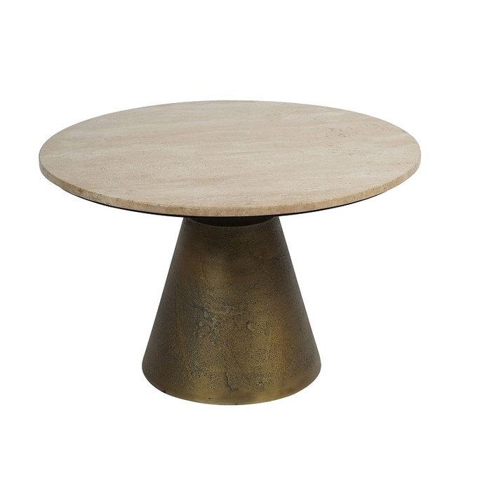 Clifton II Antique Brass & Light Travertine Coffee Table – 60cm Clifton II Antique Brass & Light Travertine Coffee Table – 60cm