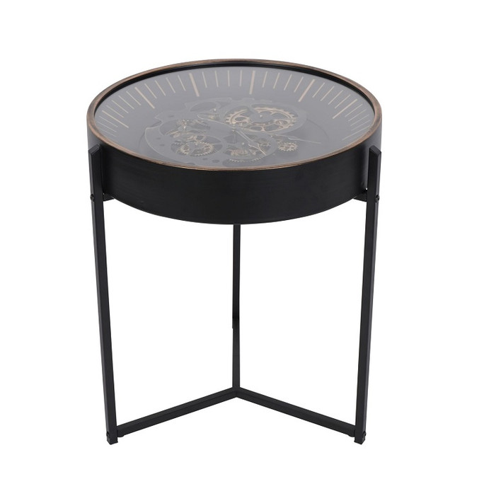 Palladium Side Table Clock with Moving Cogs – Black/Gold Palladium Side Table Clock with Moving Cogs – Black/Gold