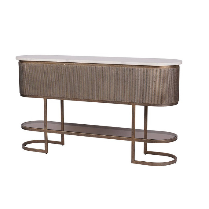 Belvedere Aged Gold Console Table with Shelf – 140cm Belvedere Aged Gold Console Table with Shelf – 140cm