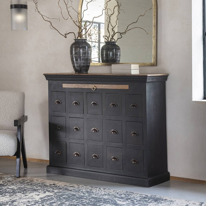 Hoxton II Antique Black Mango 15 Drawer Chest Hoxton II Antique Black Mango 15 Drawer Chest
