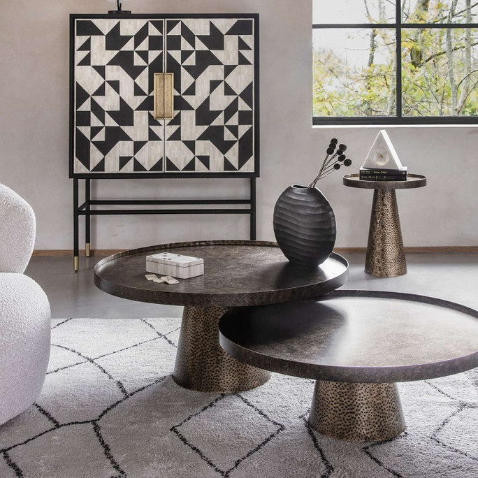 Sandbanks Set of 2 Iron Coffee Tables in Rustic Antique Gold Sandbanks Set of 2 Iron Coffee Tables in Rustic Antique Gold