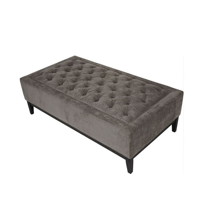Theodore Buttoned XL Ottoman in Warm Grey Fabric 140×75cm