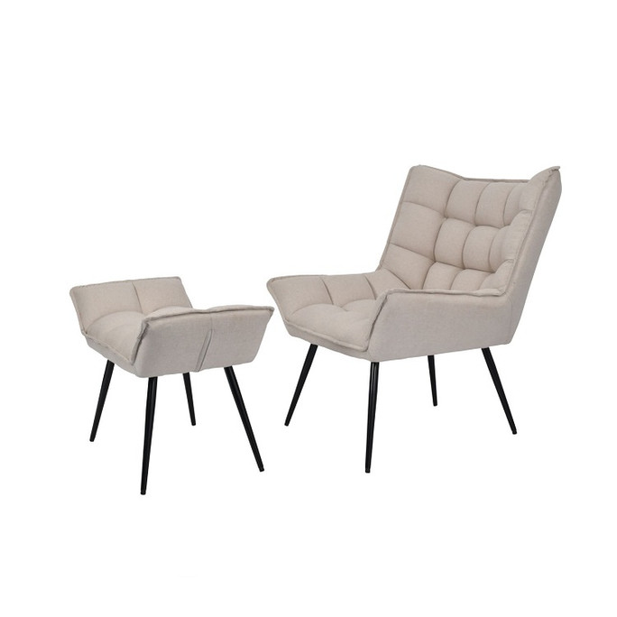 Chrishall Occasional Chair with Footstool, Oatmeal Fabric – The Libra Company Chrishall Occasional Chair with Footstool, Oatmeal Fabric – The Libra Company