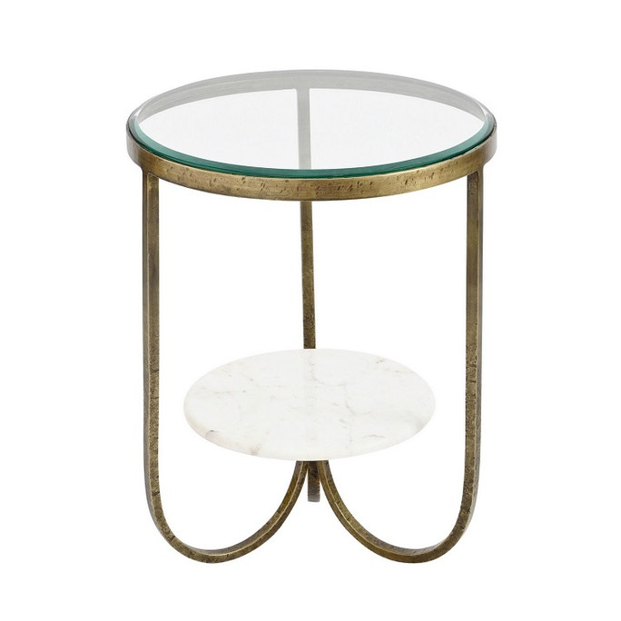 Nolita Side Table, White Marble & Antique Gold Iron – The Libra Company