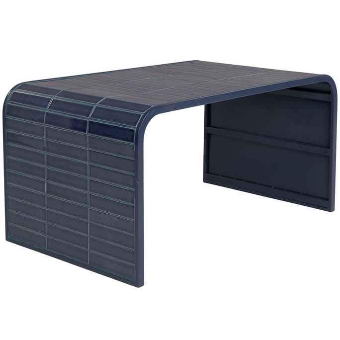 Ceramic Tiles Coffee Table – Blue Enamelled Metal, Contemporary