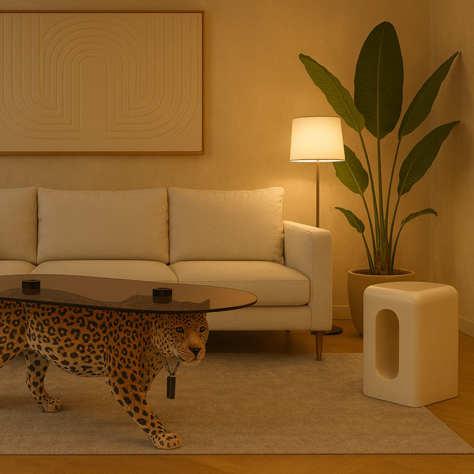 Cream Beige Side Table – Organic Rounded Design Creek