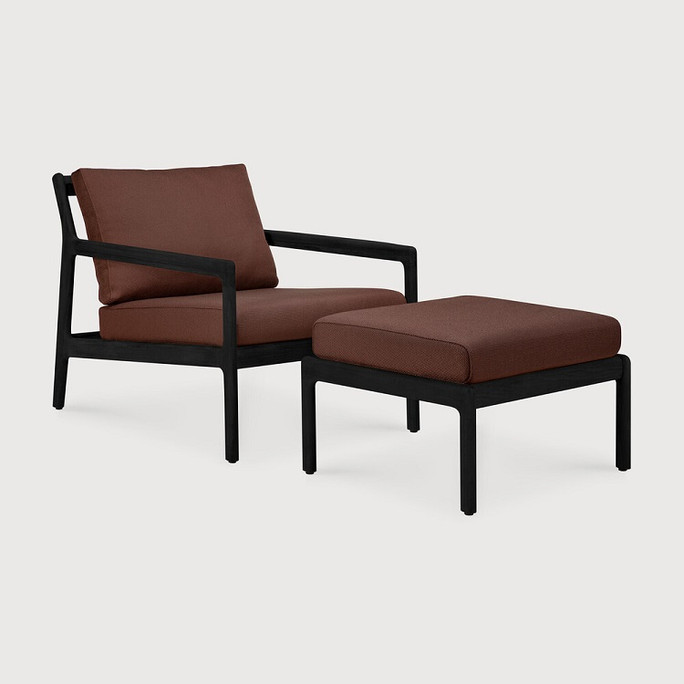 Ethnicraft Black Outdoor Footstool Jack Burgundy