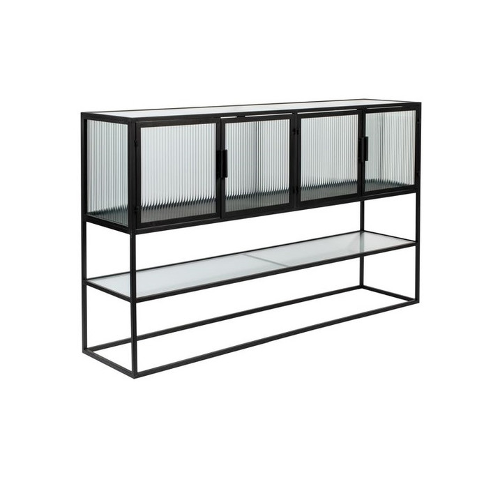 Industrial Vintage Glass Sideboard Black - 150 cm BOLI