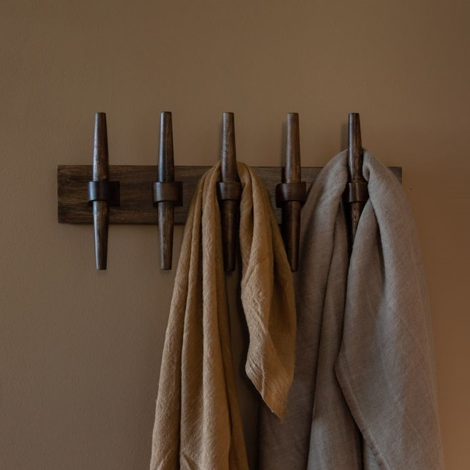 Retro Mango Walnut Wood Coat Hooks - Jakub