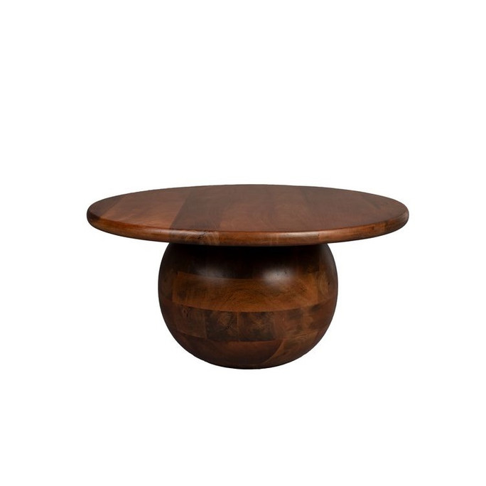 Mango Round Walnut Wood Coffee Table Oblivian