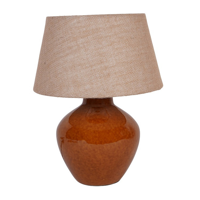 Aubrey Terracotta Ceramic Lamp with Hessian Shade (Small)