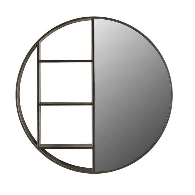 Belvedere Black Shelving Mirror Small