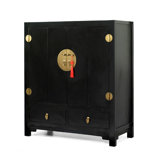 Chinese Black Lacquer TV Cabinet