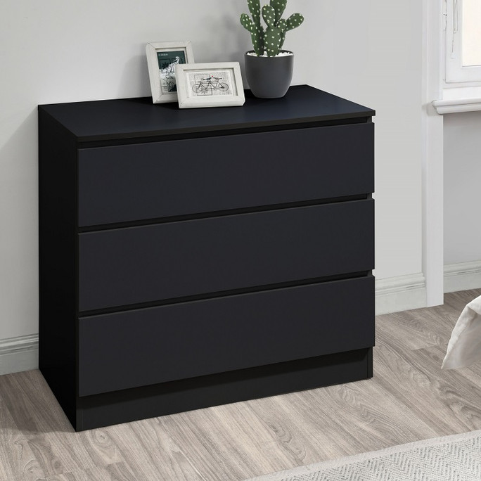 Oslo Chest of 3 Drawers Black, Scandi