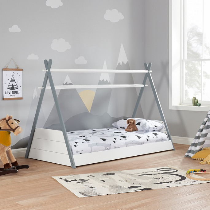 Teepee Kids Bed White & Grey
