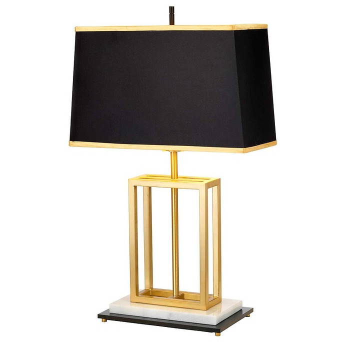 Elstead Atlas Brushed Brass Table Lamp with Black Shade