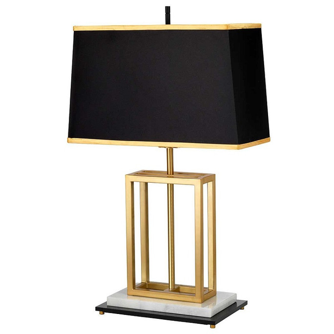 Elstead Atlas Brushed Brass Table Lamp with Black Shade