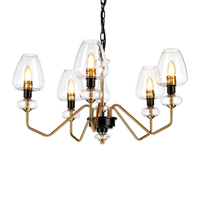 Elstead Armand 5 Light Chandelier Aged Brass & Black