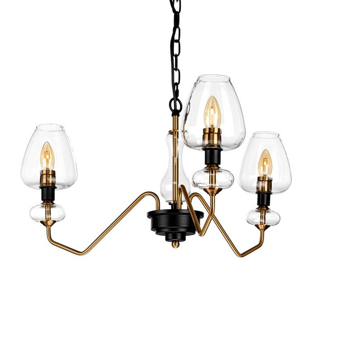 Elstead Armand 3 Light Pendant Aged Brass & Black