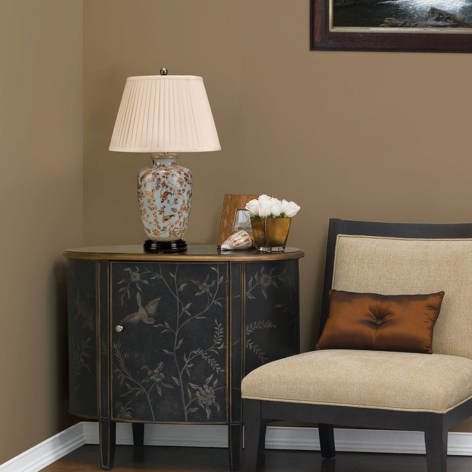 Elstead Gold Birds Light Blue Chinese Porcelain Table Lamp