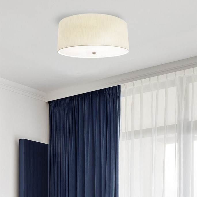 Elstead Fletcher 18 Inch Aged Brass Flush Light Ivory Shade